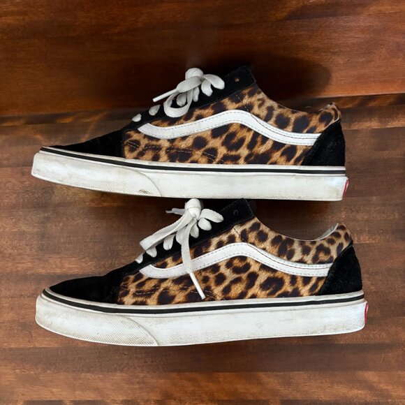VANS OLD SKOOL LEOPARD BLACK/WHITE/BEIGE ANIMAL PRINT Size Mens 7 Women's 8.5 - Picture 6 of 8